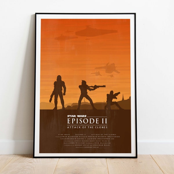 STAR WARS Attack of the Clones Digital Print, Poster, Trilogy, Empire Strikes Back, Return of the Jedi, Phantom Menace, Revenge of the Sith