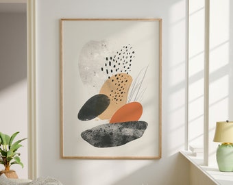 Japandi Neutral Scandinavian Wall Art, Wabi Sabi Art Print, Minimalist Abstract Shapes Digital Art Poster, Trendy Earthy Zen Aesthetic Decor