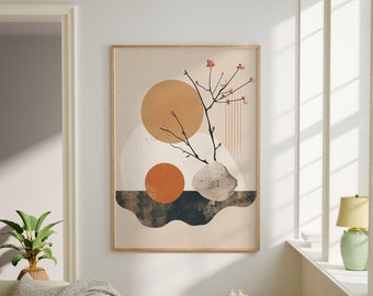 Japandi Wall Art Poster, Abstract Shapes Digital Wall Art, Modern Art Print, Wabi Sabi Aesthetic Scandinavian Home Decor, Digital Printable