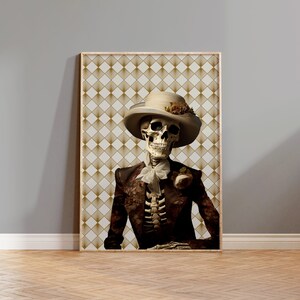 Skeleton Halloween Decor, Halloween Art Print, Dark Academia, Human Skeleton Art, Halloween Printable, Floral Skull Poster, Digital Download