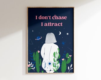 Positive affirmation poster, manifestation poster, spiritual wall art, meditation prompt wall art print, printable art, digital download