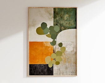 Abstract Wabi Sabi Art Print, Japandi Wall Art, Terracotta Sage Green Home Decor, Scandinavian Aesthetic Printable Art, DIGITAL Download