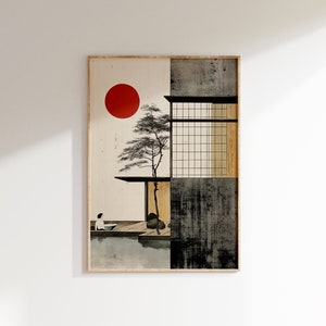 Stampa astratta del bagno giapponese, decorazione murale minimalista della spa, stampa del bagno, arte della parete Zen, poster artistico astratto Japandi, arte digitale stampabile
