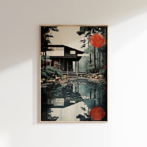 Japanese art print, japandi wall art, wabisabi aesthetics, trendy home decor, zen garden printable art, meditation print, digital download