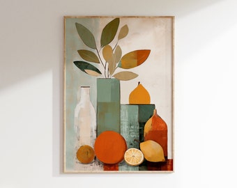 Abstract Japandi Wall Art, Wabi Sabi Art, Burnt Orange Sage Green Art Print, Colorful Poster, Trendy Zen Earthy Home Decor, Digital Download