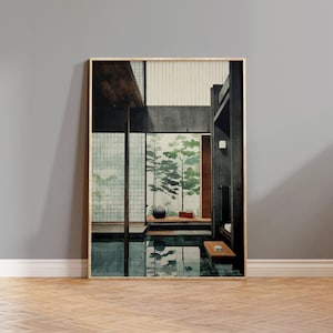 Japandi Neutral Scandinavian Wall Art, Wabi Sabi Spa Art Print, Poster d'arte digitale giapponese moderno minimalista, Estetica terrosa alla moda