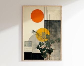Boho neutral modern wall art, contemporary abstract art print, wabi sabi aesthetic Scandinavian home decor, Japanese printable art poster
