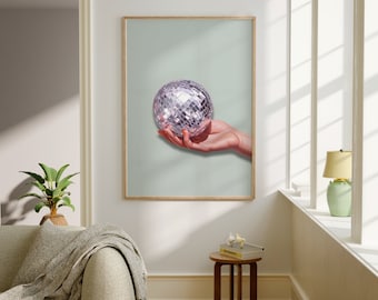 Digital Artwork | Digital Download | Trendy Wall art | Retro Vintage Print | Girly Dorm Room Decor | Disco Ball Decor | Eclectic Art