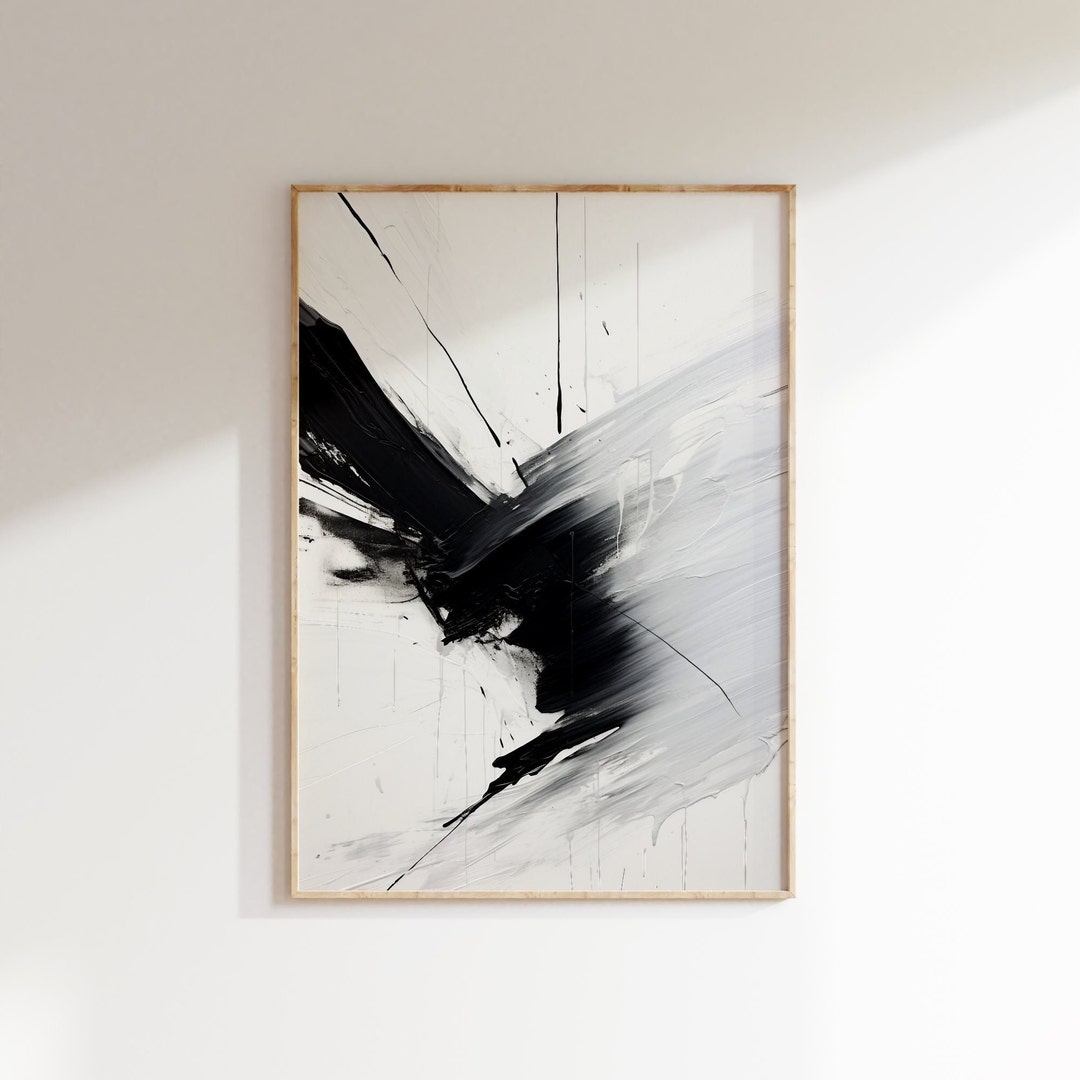 Black and White Art Print, Minimalist Abstract Print, Large Wall Art ...