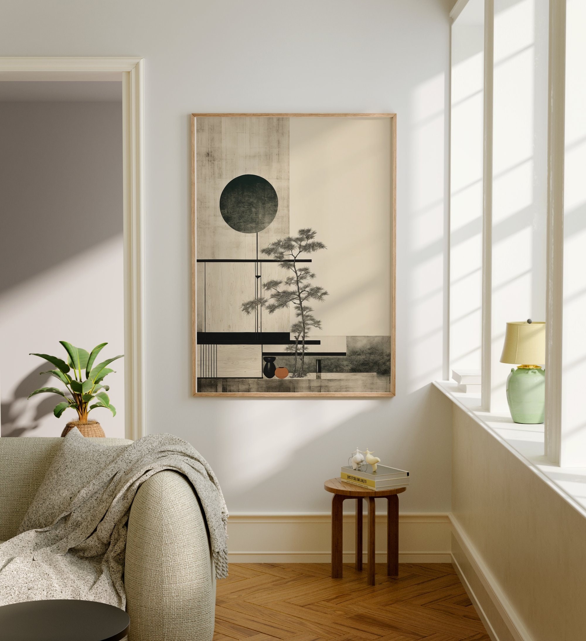 Japandi Neutral Scandinavian Wall Art, Wabi Sabi Spa Art
