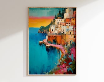 Italy wall art, Amalfi coast print, Vintage travel poster, instant download