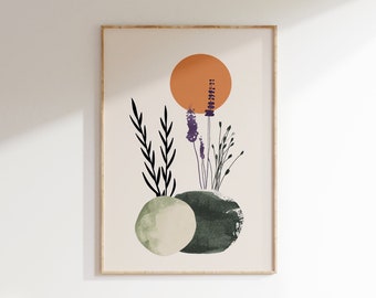 Wabi Sabi Art Print, Minimalist Nordic Japanese Wall Art, Elegant Botanical Japandi Poster, Printable Wall Art Trendy Decor Digital Download