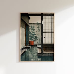 Japandi Neutral Scandinavian Wall Art, Wabi Sabi Spa Art Print, Minimalist Modern Japanese Digital Art Poster, Trendy Earthy Aesthetic
