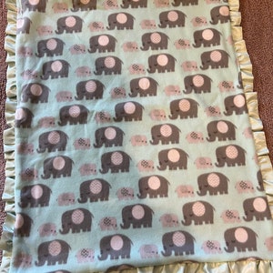 Homemade baby blanket - double sided fleece with satin binding