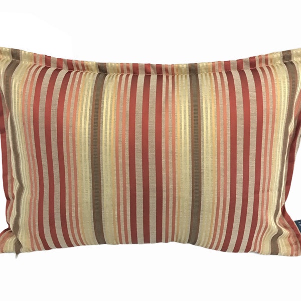 Coussin lombaire en satin rouge, coussin de canapé campagnard en soie, housse de coussin en lin, taie d'oreiller à rayures, housse de coussin moderne