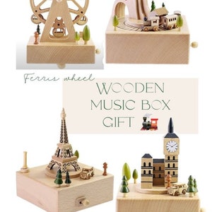 Personalisierte handgefertigte Spieluhr aus Holz, Musikkarussell, Ballerina-Karussell aus Holz, Andenken, Geschenk für Kinder Bild 4