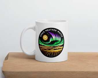 Space Weather Watch Northern Lights Coffee Mug 11oz/15oz/20oz | Aurora Coffee Cup, Aurora Lovers Gift, Science Coffee Mug