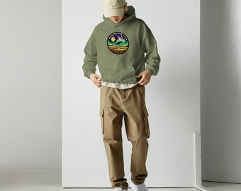 Space Weather Watch Green Logo Unisex Hoodie | Northern Lights, Science, Aurora Borealis, NASA