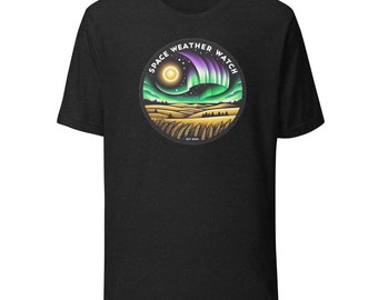 Space Weather Watch Green Logo Unisex t-shirt | Northern Lights, Science, Aurora Borealis, NASA