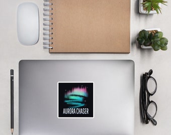 Aurora Chaser Bubble-free stickers | Northern lights science gift, for computer, for car