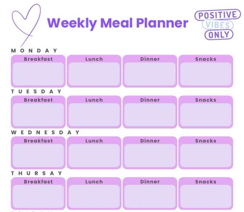 Printable Weekly Meal Planner - Etsy