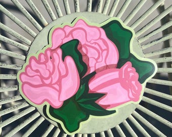 Damask Roses Sticker