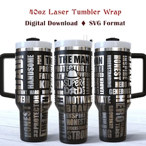 DAD 40 oz laser tumbler SVG Daddy tumbler svg Laser Engraved Svg 40oz Tumbler wrap laser SVG File 40oz Tumbler Full Wrap Laser Svg