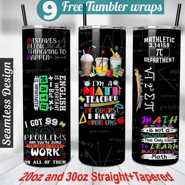 Math teacher Tumbler wrap Teacher Appreciation gifts mathematics Teacher Tumbler 30 oz and 20oz Skinny Tumbler wrap Sublimation Designs