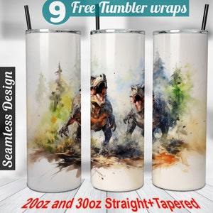 Watercolor dinosaurs 20 oz tumbler sublimation designs dinosaur sublimation tumbler designs trending tumbler wraps dinosaur tumbler wrap
