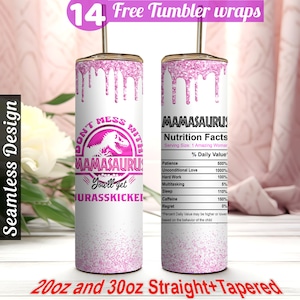 Mamasaurus Becher wickeln trendige Mom Geburtstagsgeschenke Becher Happy Mothers Day Geschenkidee für die beste Mutter 30oz 20oz Sublimationsentwurf