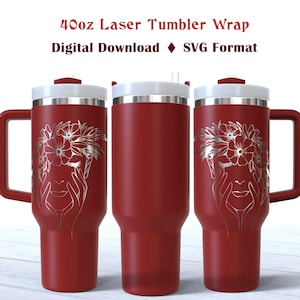 Girl 40 oz laser tumbler SVG Lady tumbler svg Laser Engraved Svg 40oz Tumbler wrap laser SVG File 40oz Tumbler Full Wrap Laser Svg