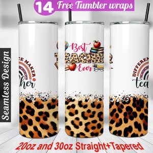 Leopard Teacher tumbler wrap png 20 oz tumbler sublimation designs teacher sublimation designs teacher sublimation tumbler designs