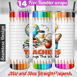 Rainbow Pencil Teacher tumbler wrap png 20 oz tumbler sublimation designs teacher sublimation designs teacher sublimation tumbler designs