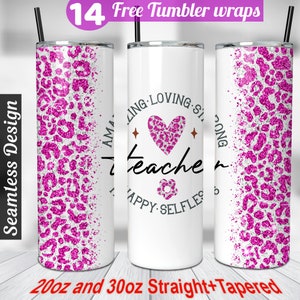 Pink Leopard Teacher tumbler wrap png 20 oz tumbler sublimation designs teacher sublimation designs teacher sublimation tumbler designs
