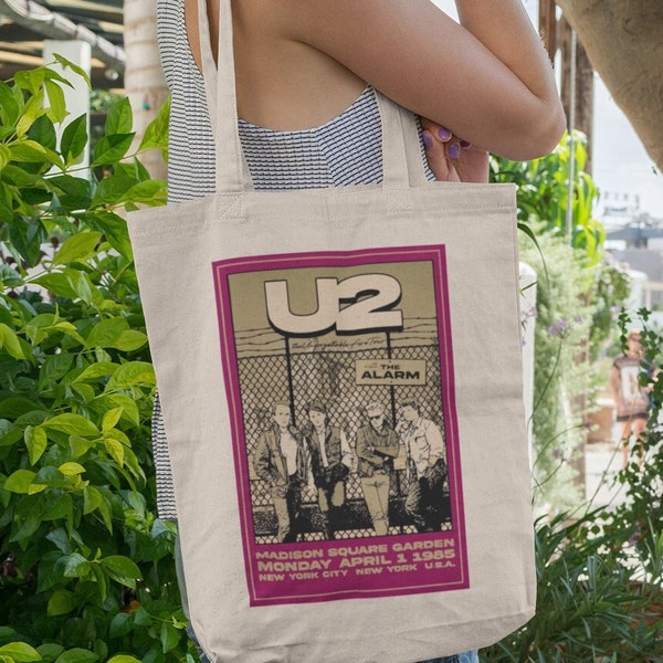 Unisex U2 Band Canvas Shopping Tote Bag - U2 Natural Cotton Tote Bag,Classic Rock Lover Gift,90s Music Lover Gift,Joshua Tree,Concert Bag