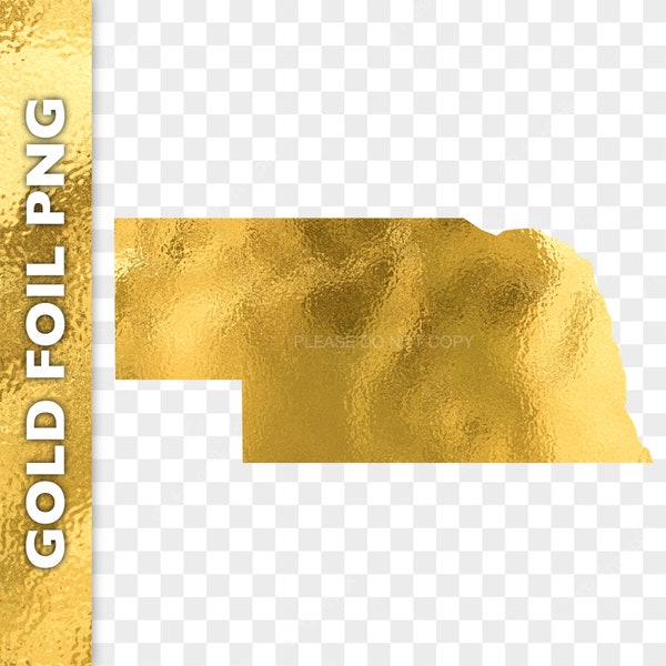 Nebraska Gold Foil PNG Clipart Image | Nebraska State Logo | State Outline Digital Sticker | Golden Map Graphic Instant Download