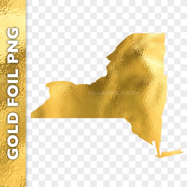 New York Gold Foil PNG Clipart Image | New York State Logo | State Outline Digital Sticker | Golden Map Graphic Instant Download