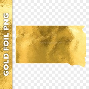 Può includere: Un contorno dello stato del Dakota del Sud in foglia d'oro. La foglia ha un aspetto testurizzato e martellato.