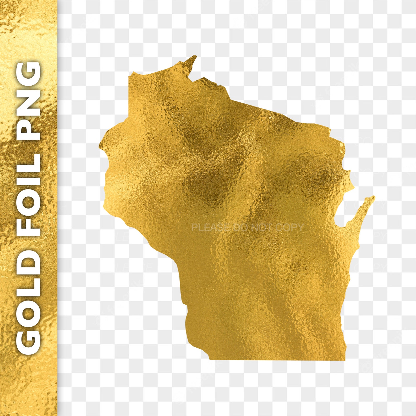 Wisconsin Gold Maps Gold Foil Wisconsin State Map: Clipart Logo (PNG Digital Download) - Etsy