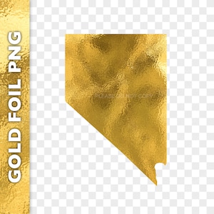 Nevada Goldfolie PNG Clipart Bild | Nevada State Logo | Zustand Umriss Digitaler Aufkleber | Goldene Karte Grafik Sofort Download