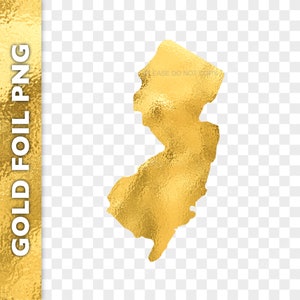 New Jersey Goldfolie PNG Clipart Bild | New Jersey State Logo | Zustand Umriss Digitaler Aufkleber | Goldene Karte Grafik Sofort Download