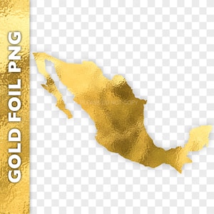 Logotipo PNG de México dorado / Mapa rústico de México / Imagen prediseñada de lámina dorada de orgullo mexicano / Descarga instantánea