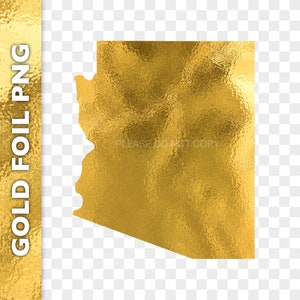 Arizona Goldfolie PNG Clipart Bild | Arizona State Logo | Zustand Umriss Digitaler Aufkleber | Goldene Karte Grafik Sofort Download
