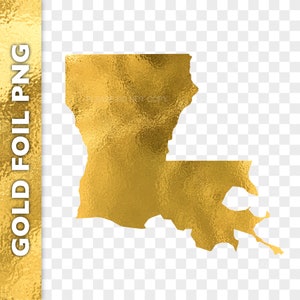 Or Louisiane PNG Image Clipart | Logo Silhouette Cricut Louisiane | Sticker numérique contour | Carte graphique en feuille d'or à téléchargement immédiat