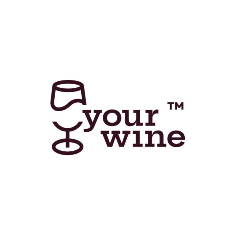 May include: A logo featuring a stylized wine glass icon in dark burgundy next to the words "your wine" in a bold, sans-serif font. The background is plain white, creating a clean and modern aesthetic.