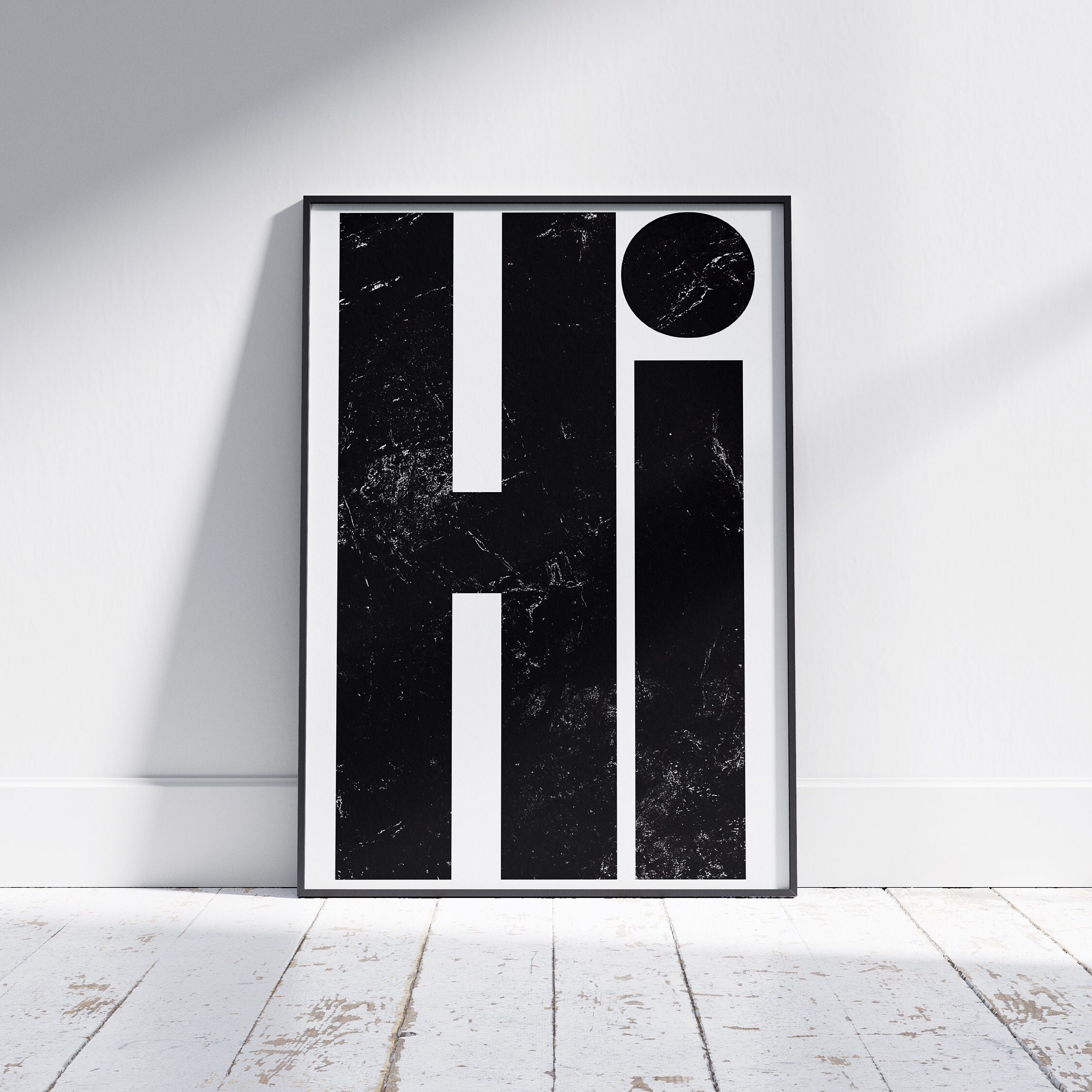 Hi Retro Style Black and White Italian Wall Art Textured Etsy