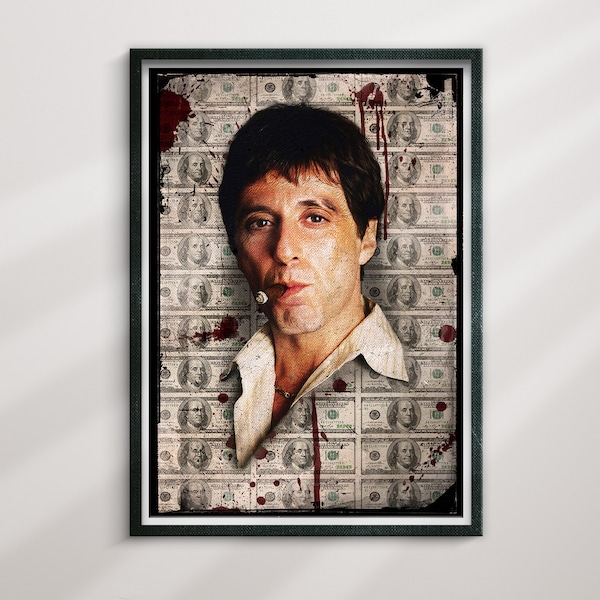 Tony Montana Scarface Artwork, Scarface Icon, Al Pacino Art, Scarface Poster, Mafia Canvas Art, Al Pacino Wall Art, Tony Montana Poster