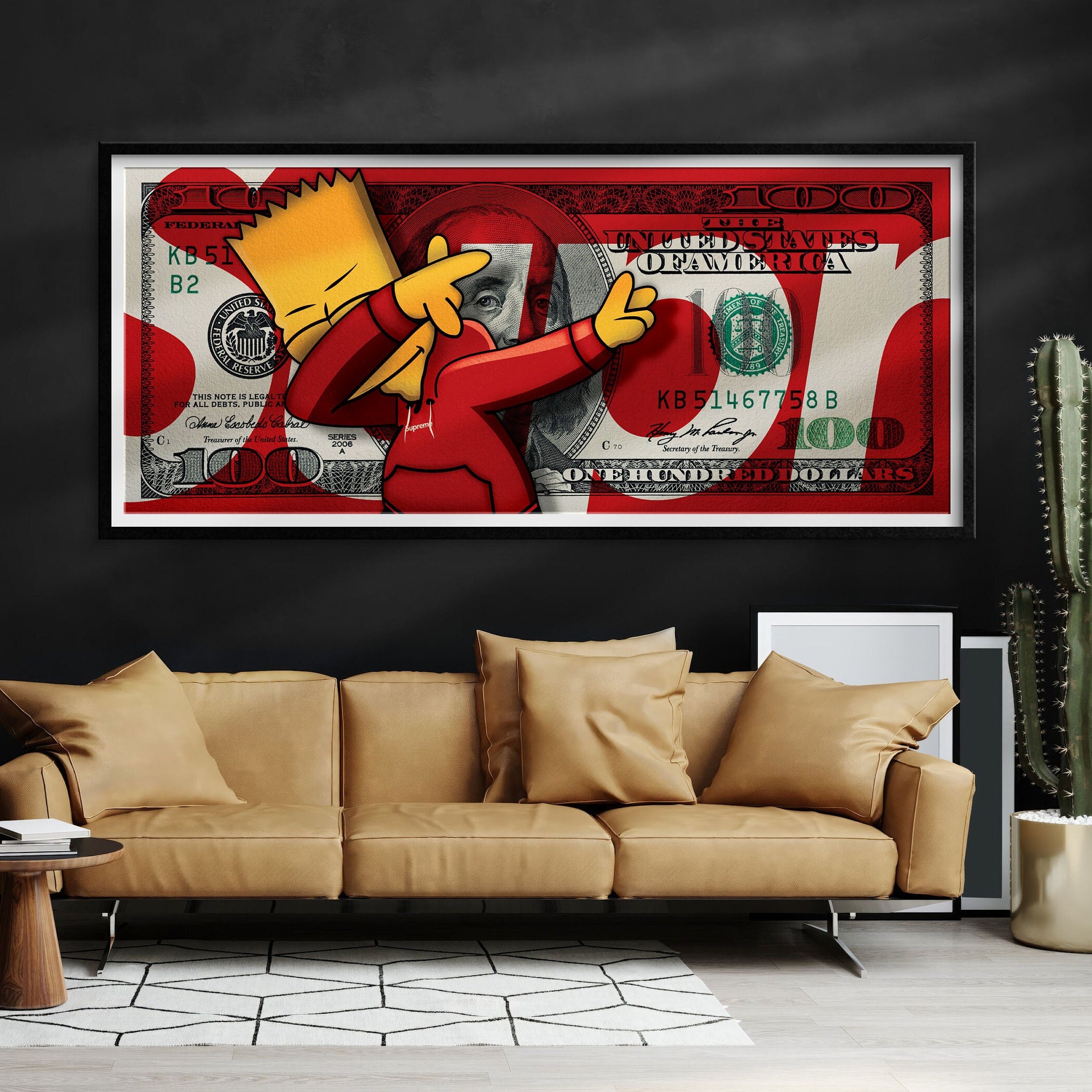 Graffiti Wall Art of Louis Vuitton - Bart Simpson Poster - Banksy Wall Art  Set - LV Wall Decor - Money Decorations Wall Decor - Urban Wall Decor 