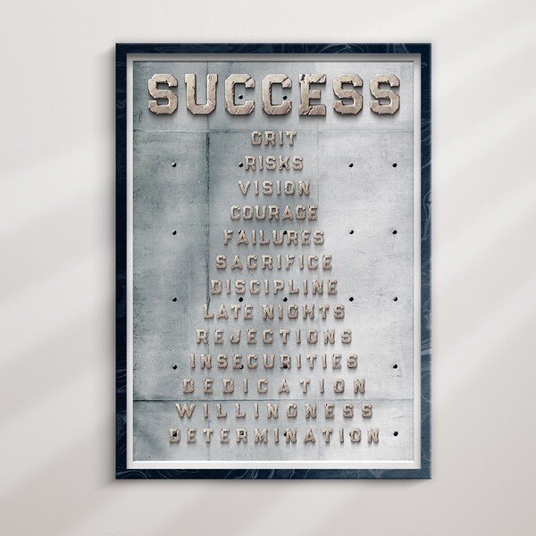 Success Quotes, Success Canvas, Motivational Poster, Inspirational Wall Art,Success Wall Art, Home Office Decor, Positivity Wall Art