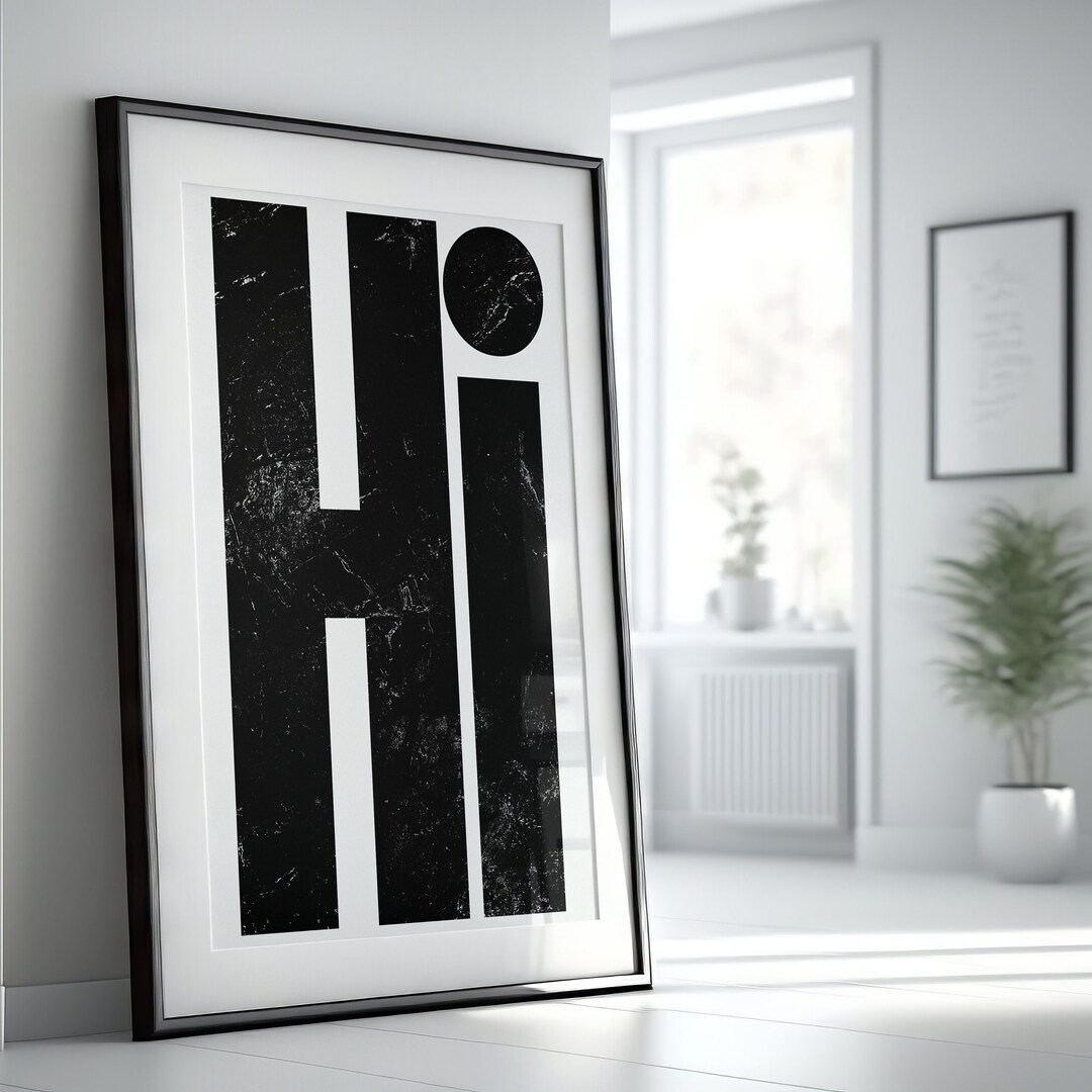 Hi Retro Style Black and White Italian Wall Art Textured Etsy